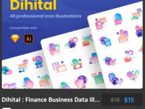 dihital finance business data illustration