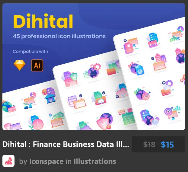 Dihital Finance Business Data Illustration