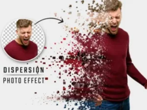 dispersion photo effect with exploding pixels mockup