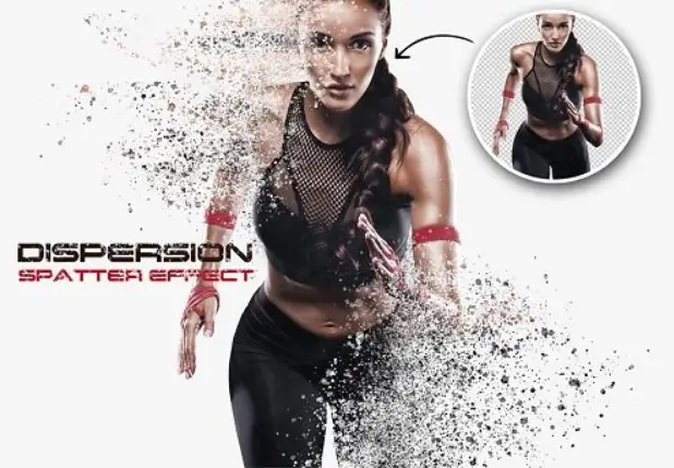 Dispersion Spatter Photo Effect With Stains Mockup