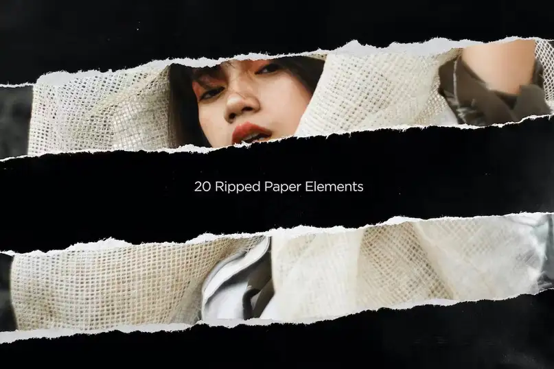 20 Ripped Paper Elements