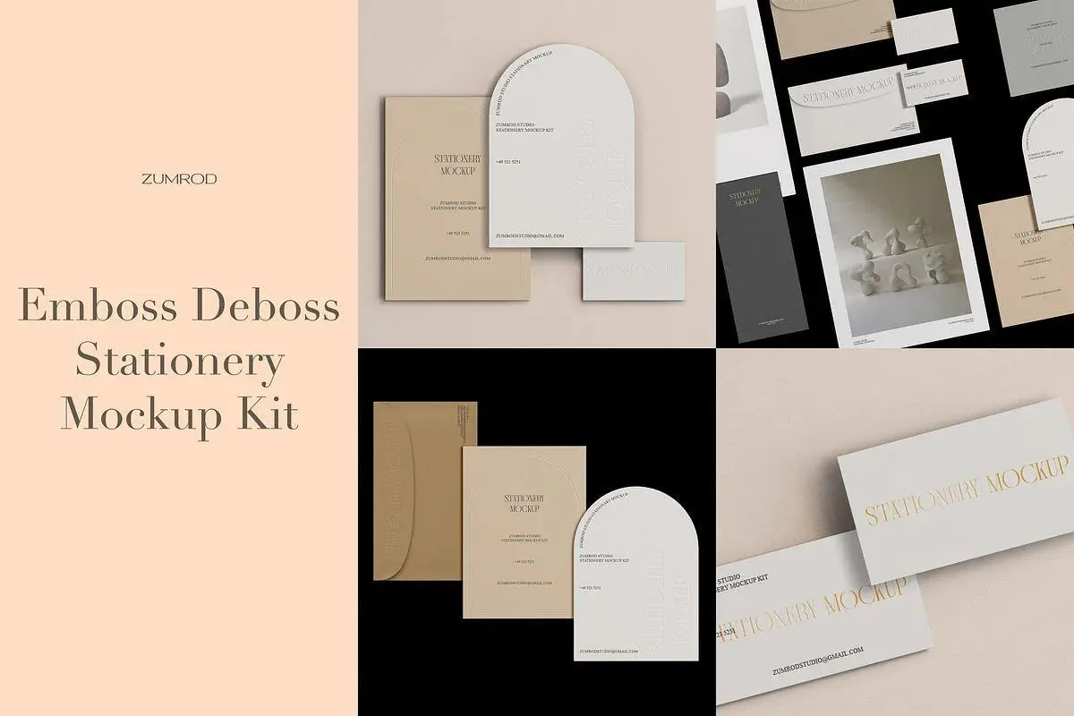 Emboss Deboss Stationery Mockup Kit