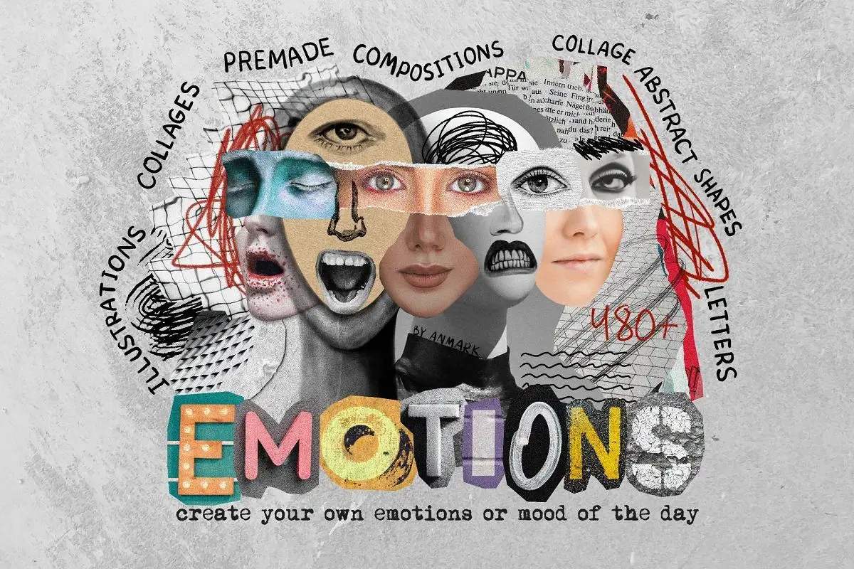 Procreate Brushes Bundle - 2 Packs 2 emotions collage illustrations