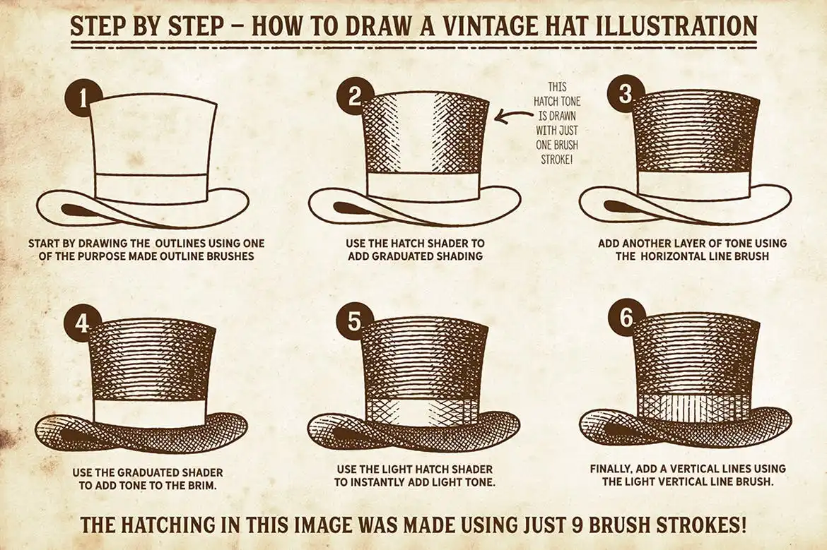 Finest Vintage-Illustrator Brushes 4 finest vintage illustrator brushes