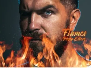 fire and flames photo effect mockup