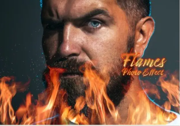 Fire And Flames Photo Effect Mockup