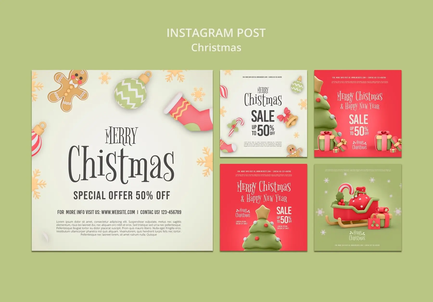 Flat Design Christmas Template 3 flat design christmas template 3