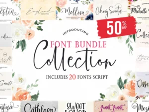 font bundle collection include 20 fonts script
