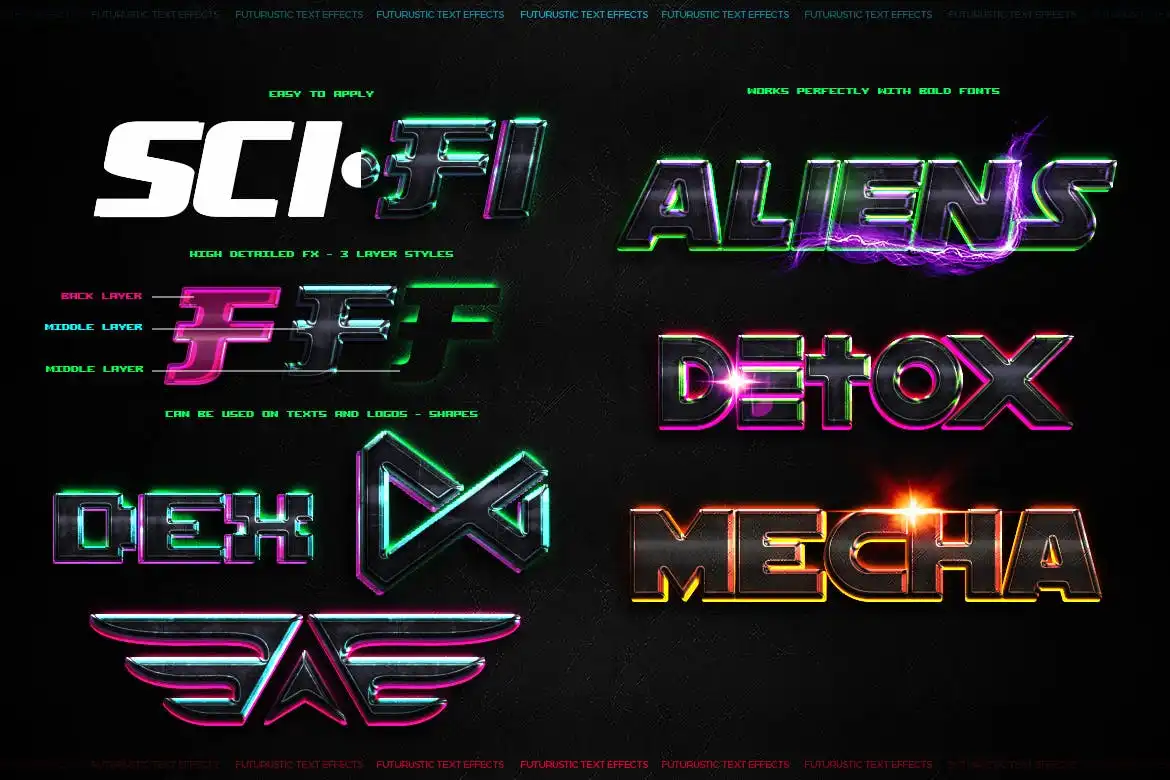 Futuristic Text Effects-Photoshop Psd