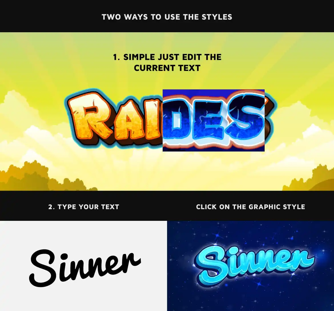 Game Logo Text Styles for Adobe Photoshop
