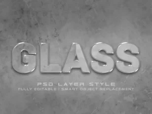 glass 3d text style effect