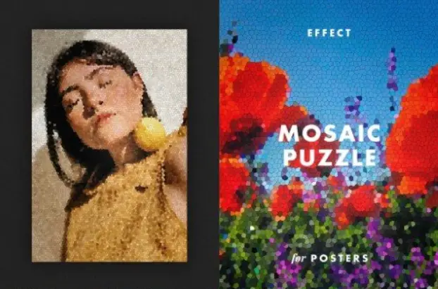 Glass Mosaic Poster Photo Effect Mockup