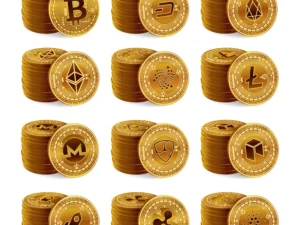 golden cryptocurrency coins 2 2
