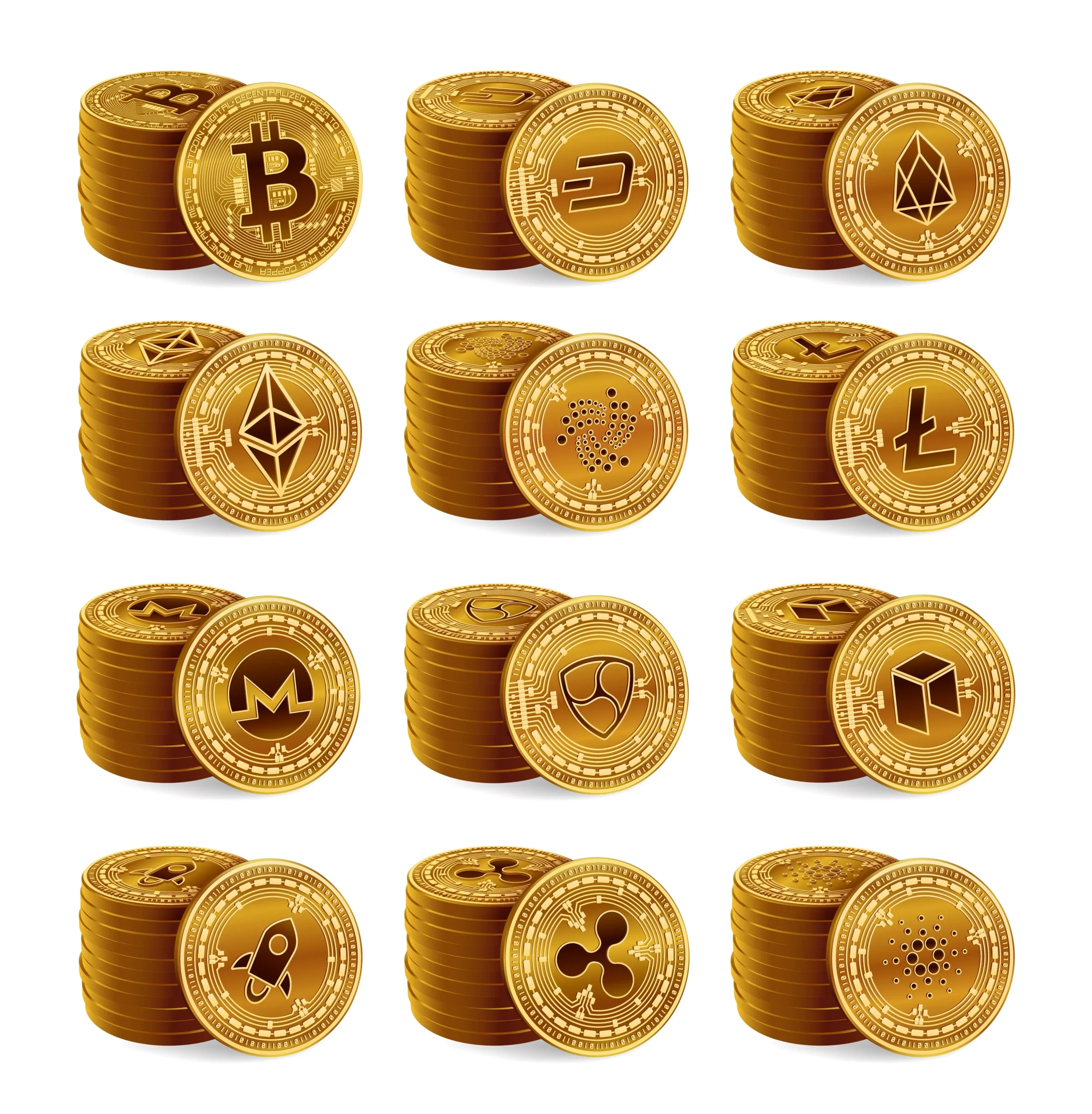 Golden Cryptocurrency Coins