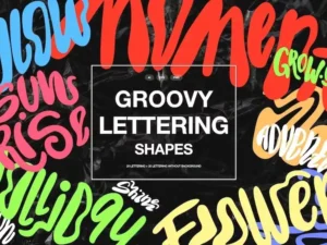 groovy lettering shapes