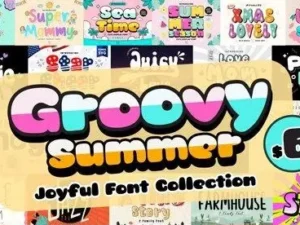 groovy summer joyful font bundle 25 premium fonts