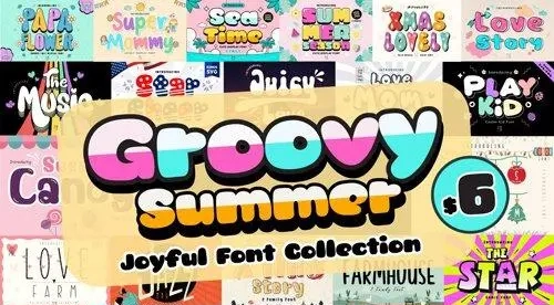 Groovy Summer – Joyful Font Bundle – 25 Premium Fonts