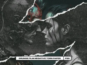 grunge film negative torn paper photo effect 3