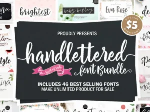 handlettered font bundle 46 premium fonts 4