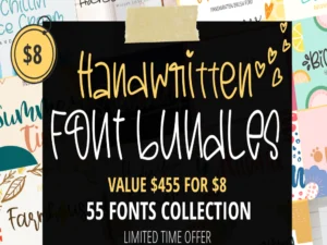 handwritten font bundle