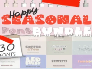 happy seasonal font bundle 30 premium fonts