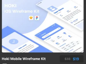 hoki mobile wireframe design ui kit