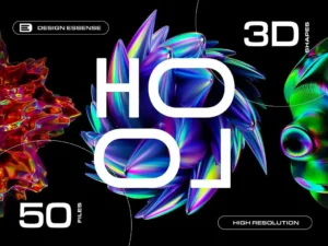 holographic 3d abstract shapes
