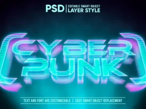 holographic cyberpunk 3d glow text effect