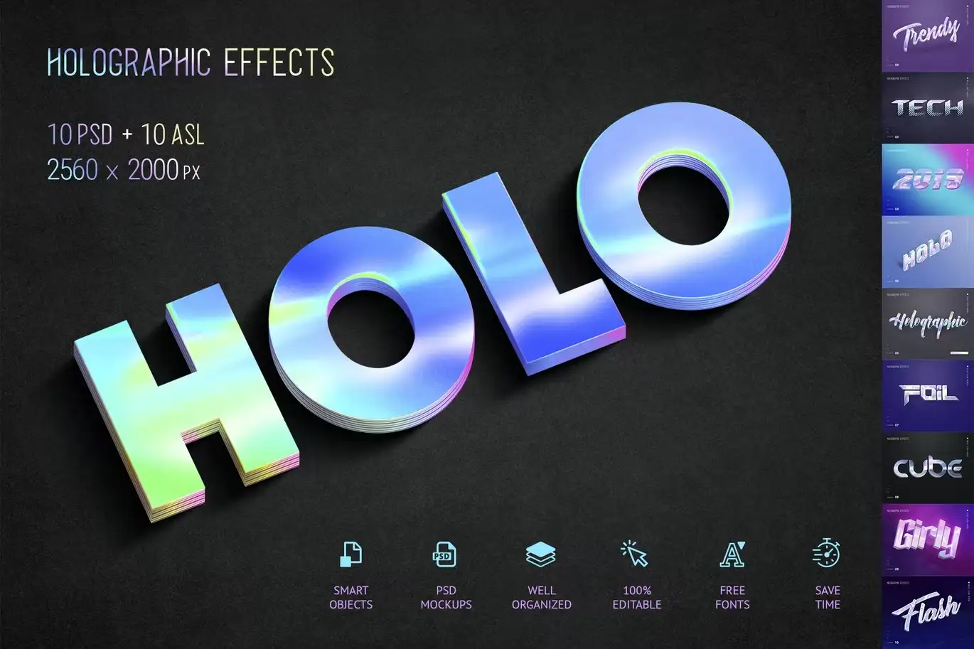 Holographic Text-10 Psd 8 holographic text 10 psd 11