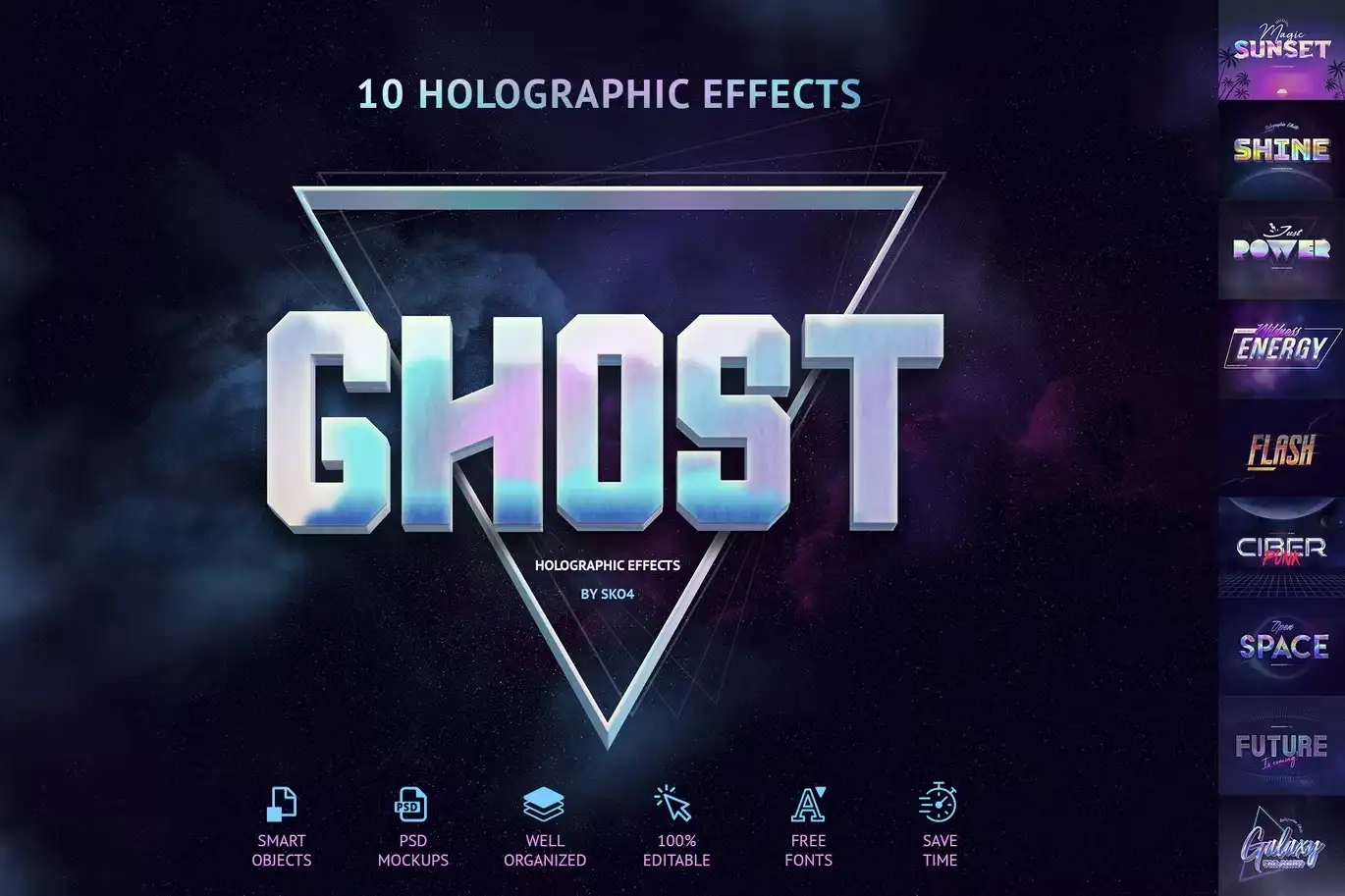 Holographic Text Effects - 10 PSD 10 holographic text effects 10 psd 11