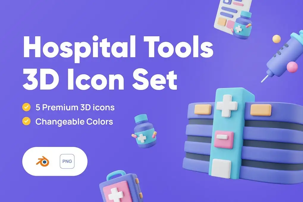 Hospital Tools 3D Icon Set