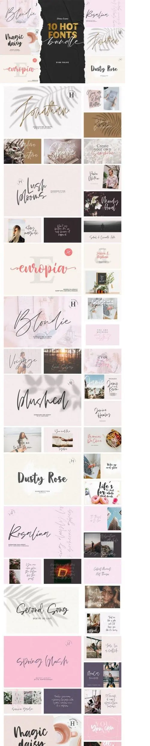 Hot Fonts Bundle – 10 Handwritten Fonts