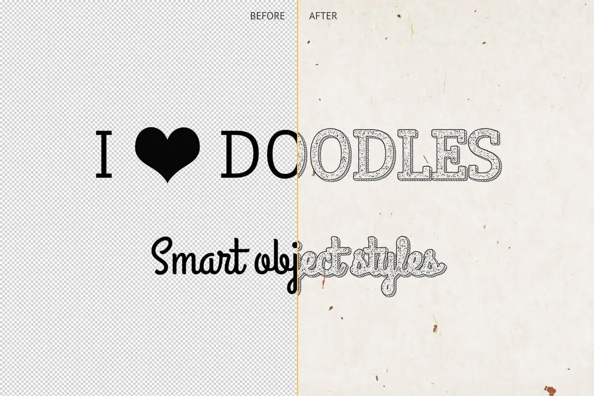 I ♥ Doodles — Hand Drawn Photoshop Styles 6 i doodles hand drawn photoshop styles 1