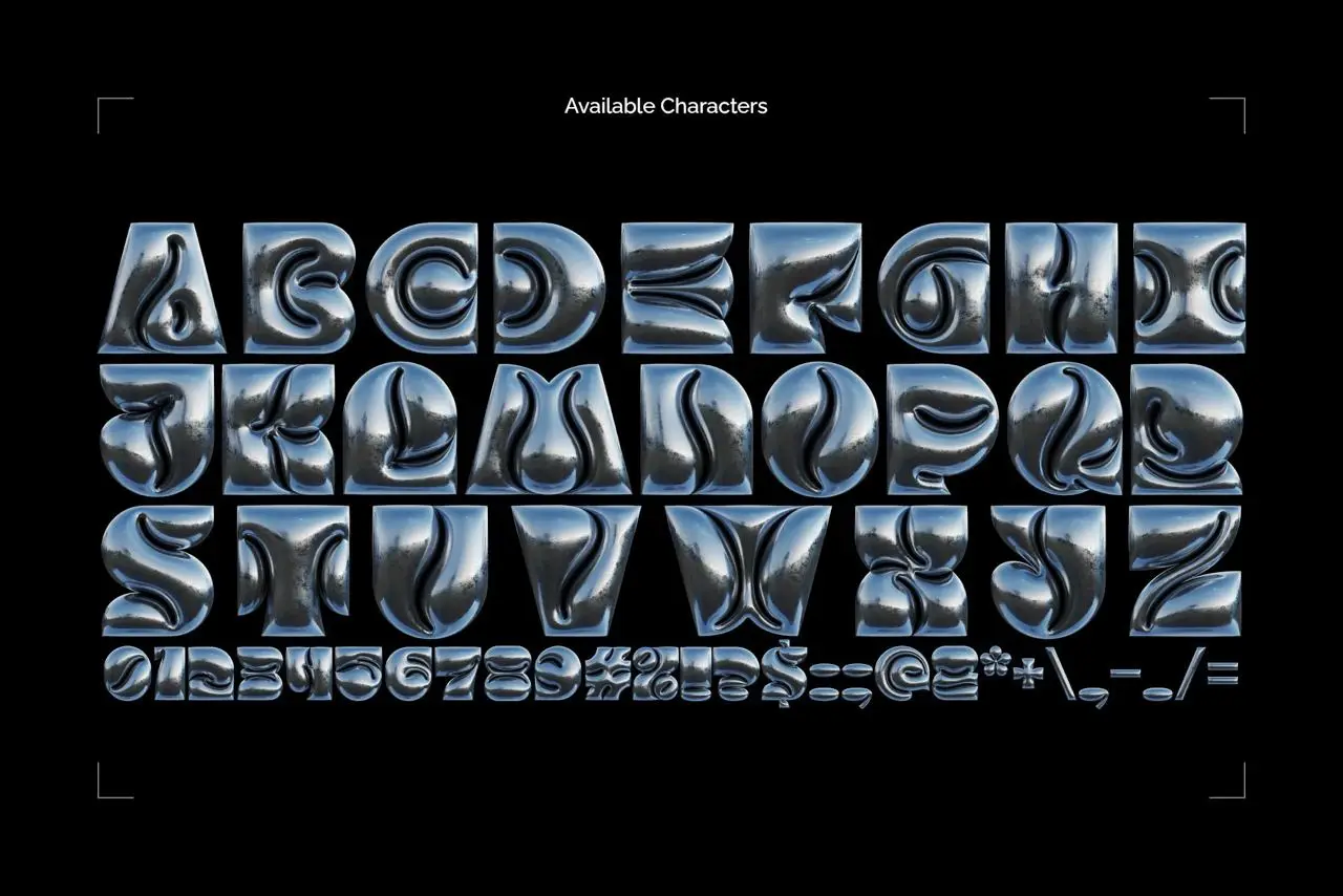 Inflated Foil-Color Bitmap Font
