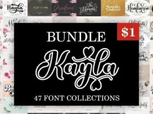 kayla font bundle 47 premium fonts