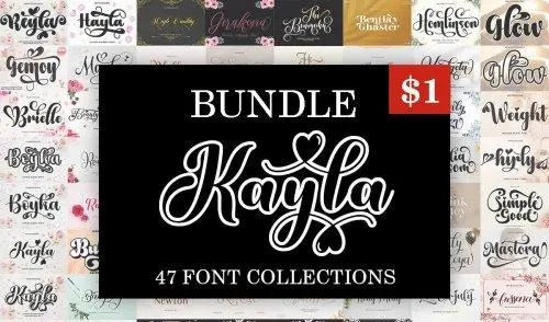 Kayla Font Bundle – 47 Premium Fonts