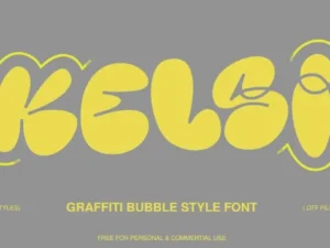 kelsi free graffiti bubble style font