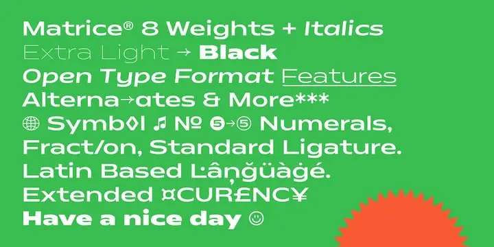 Matrice Font Family (C) Studio Sun-Extended Latin 3 matrice font family c studio sun extended latin 2