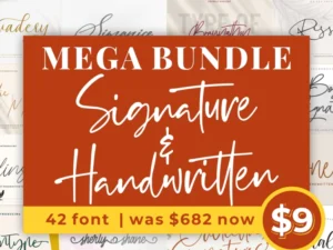 mega script handwritten fonts bundle