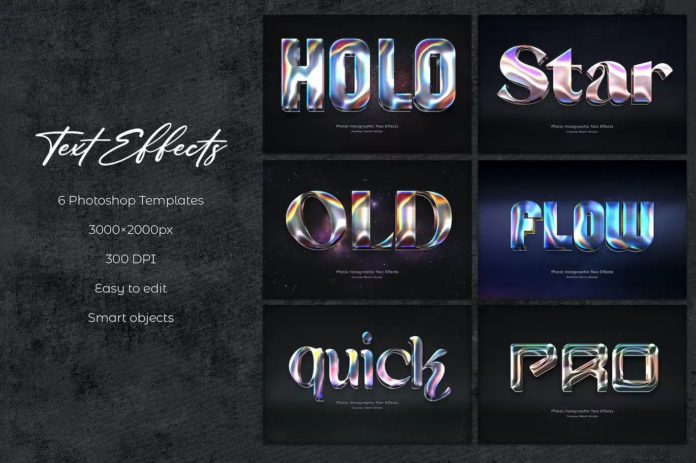 Metal Holographic Text Effects 8 metallic holographic text effects 6