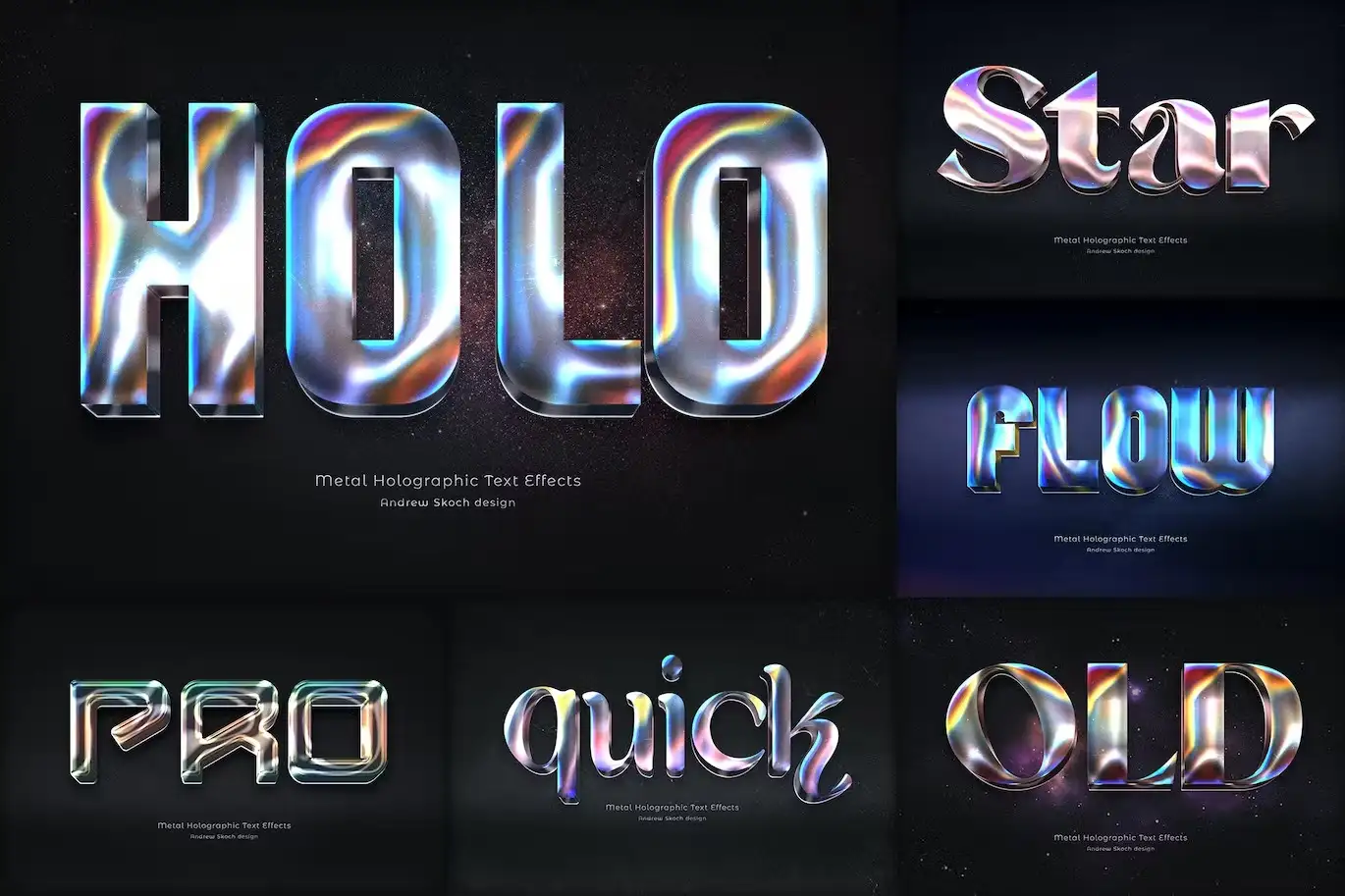 Metal Holographic Text Effects 7 metallic holographic text effects 9