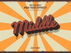 middle elegant retro vintage 3d text effect