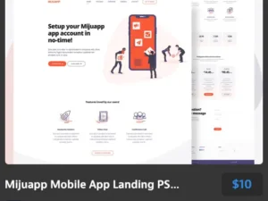 mijuapp mobile app landing psd template
