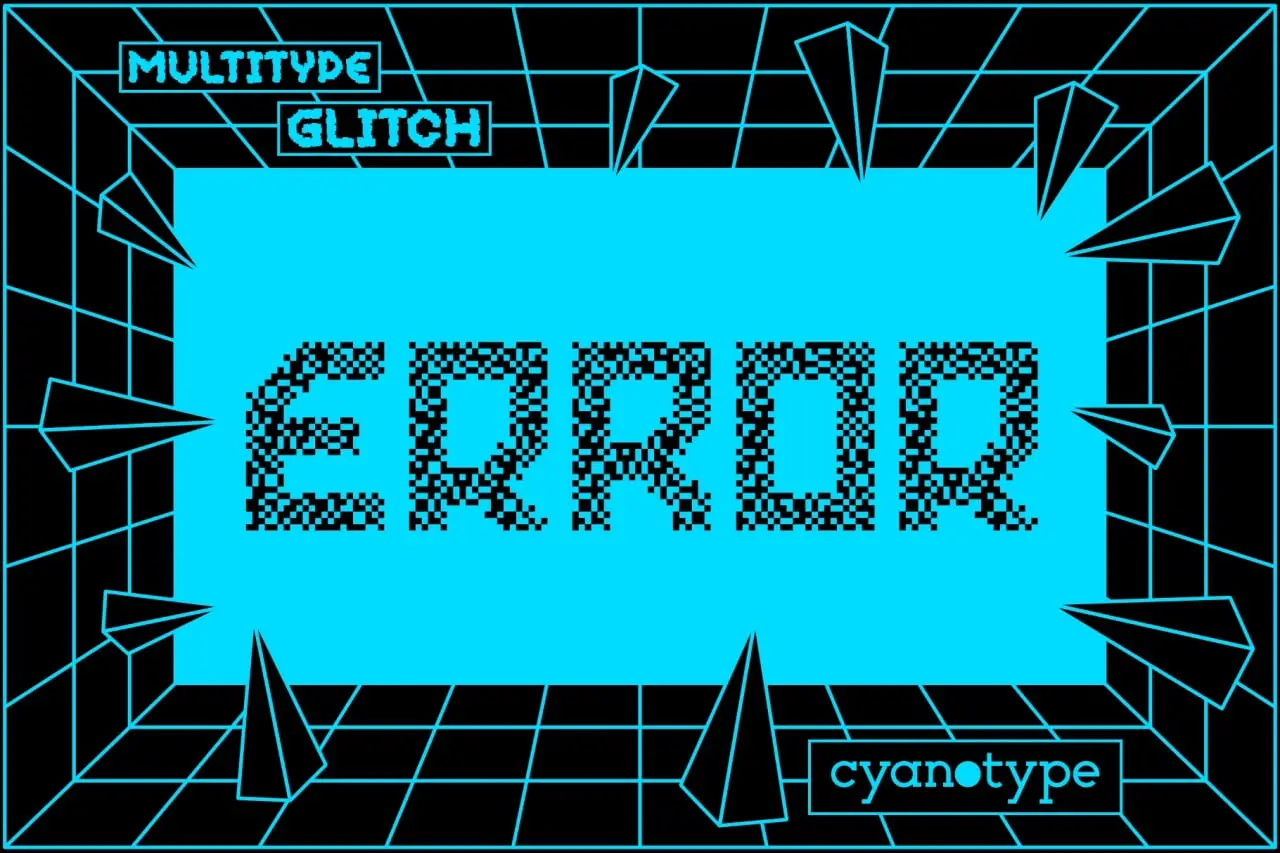Multitype Glitch Font Cyrillic By Damián Guerrero ( Cyanotype ) 3 multitype glitch font cyrillic by damin guerrero cyanotype 4