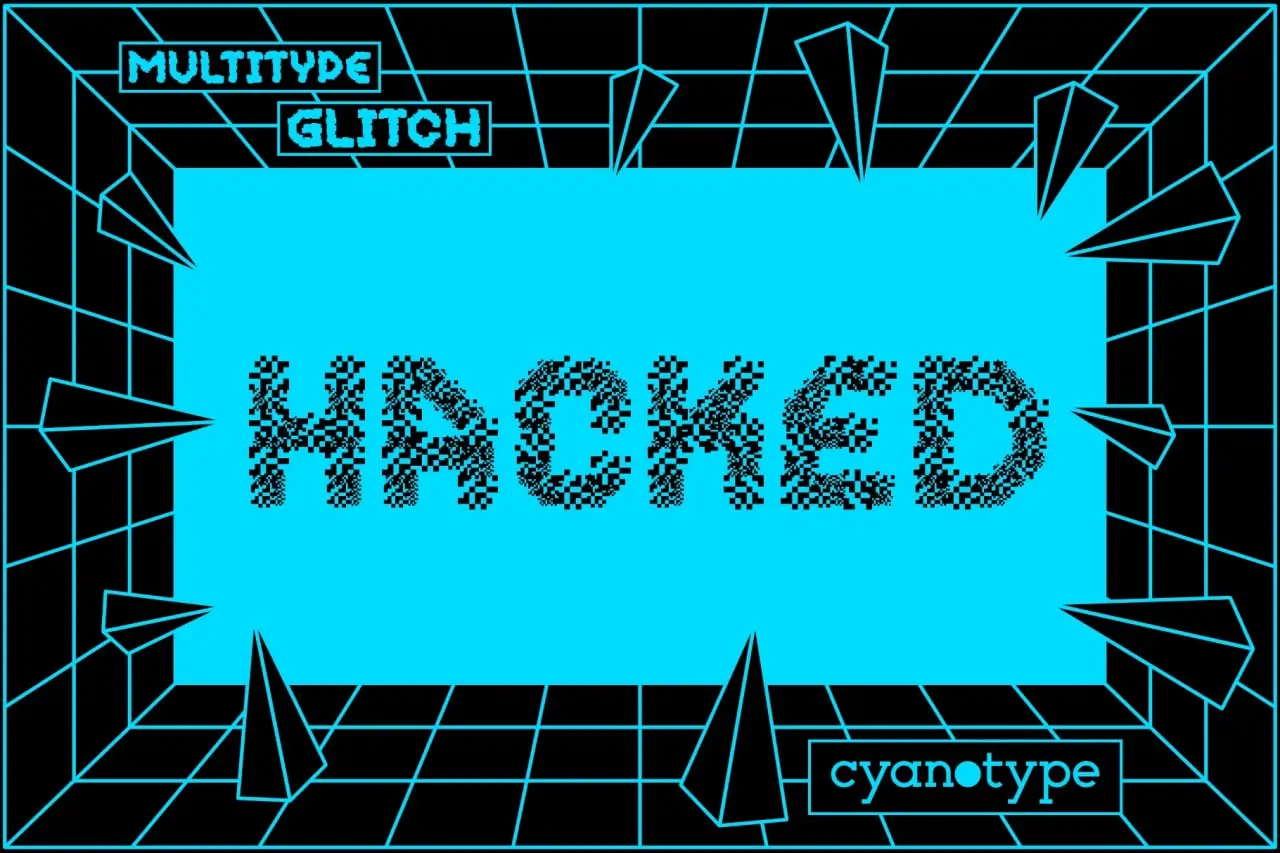 Multitype Glitch Font Cyrillic By Damián Guerrero ( Cyanotype ) 6 multitype glitch font cyrillic by damin guerrero cyanotype 5