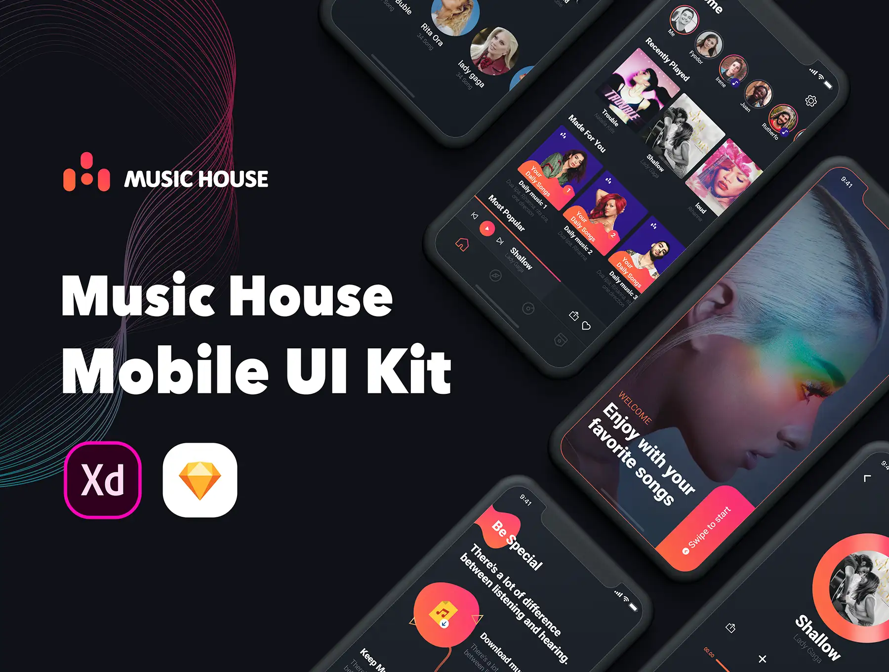 Music House Mobile UI Kit 4 music house mobile ui kit2 1