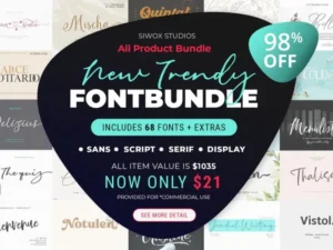 new trendy fonts bundle extras