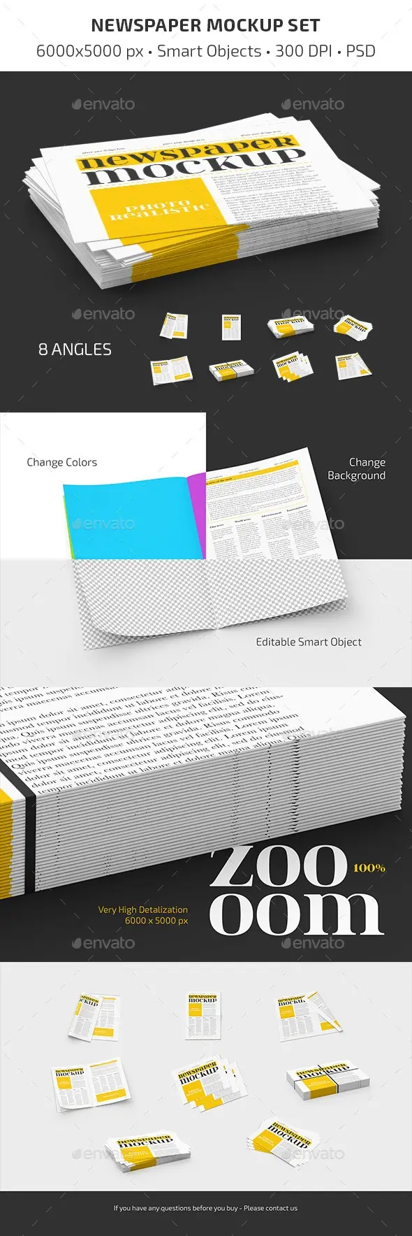 Newspaper Mockup Set 6 newspaper mockup set