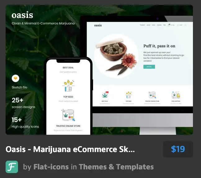 Oasis - Marijuana eCommerce Sketch Template
