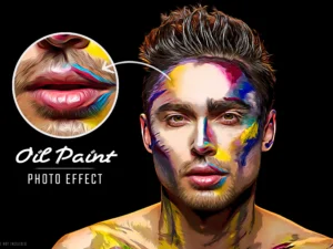 oil paint photo effect mockup
